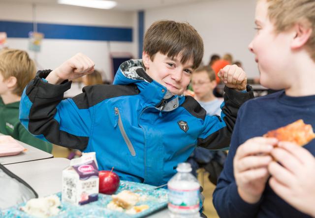 Child in school cafeteria