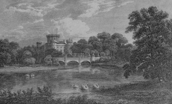 etching of eglinton castle in scotland