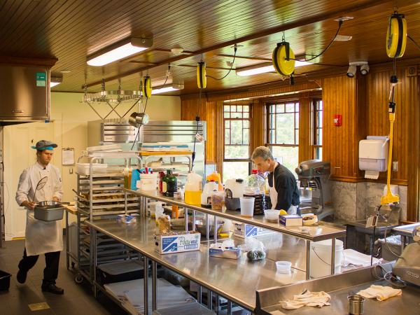 The newly renovated kitchen in use