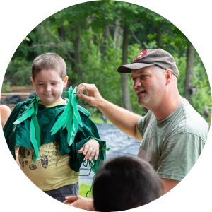 Shelburne Farms educator Jed Norris with student