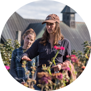 Shelburne Farms educator Vera Simon Nobes in farm garden